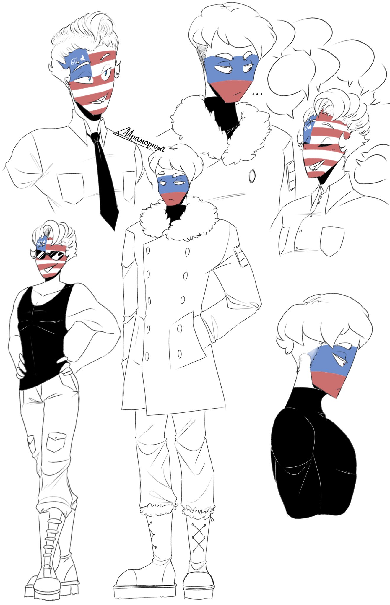 Demo on X: So I drew this! #USA #America #Russia #Rusame #Amerus  #country #countryhumans #art #myart #myartwork  / X