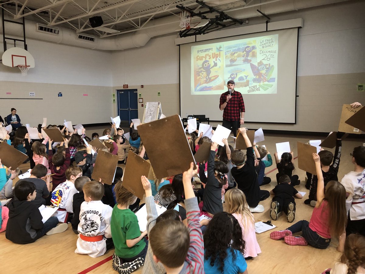 allforreading's tweet photo. So much Ninja excitement at Edgebrook! #scholastic #mobyshinobi #1schoolinmchenrycounty#d15rocks#ebroadrunners#speedysays https://t.co/pg0kwNrYve