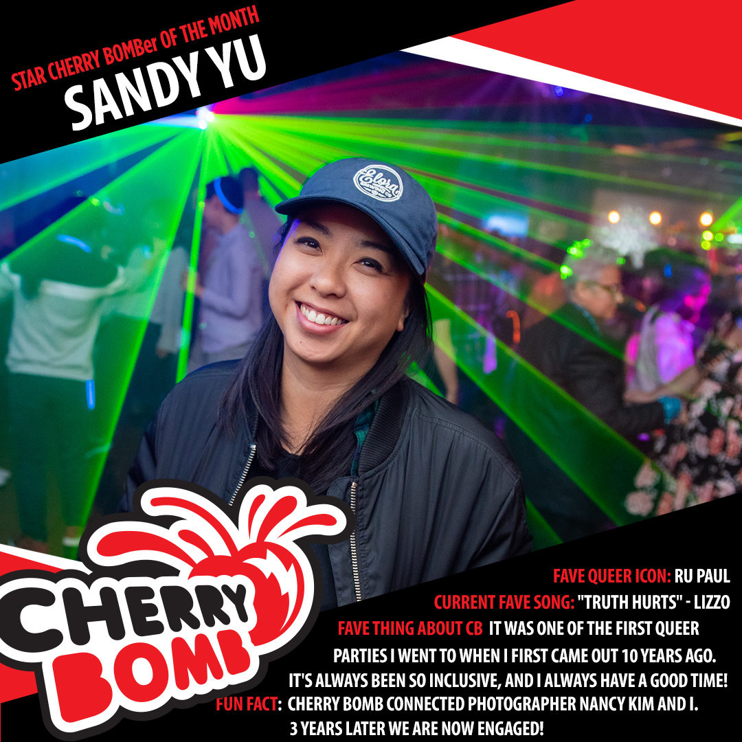 CherryBombTDOT's tweet photo. Second in our new series featuring⭐️STAR CHERRY BOMBers⭐️is Sandy Yu, who's been coming out to CB since our early days at Andy Poolhall. Learn a little about Sandy's current faves, and why she loves CB, here. Photo by Nancy Kim 😁❤️🌈 #dancer #goodvibes #lgbtq #toronto #love https://t.co/oprNSGy0tA