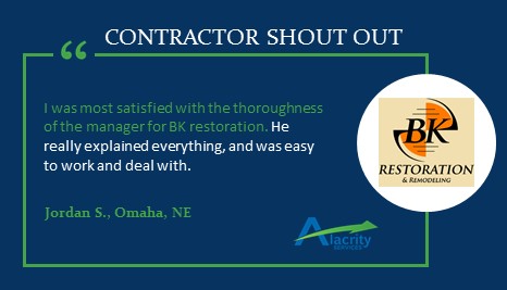 AlacritySvcs's tweet photo. We appreciate all that you do, BK Restoration &amp; Remodeling. Keep up the good work! https://t.co/AkkwfRx9sa