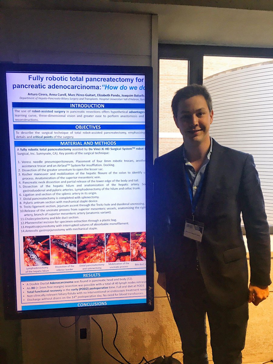 Fully robotic total pancreatectomy for pancreatic adenocarcinoma: “How do we do it?” 

👉 Tomorrow at 4:15 pm #seiq19

@SEIQuirurgica @annacurell @Perez_Guitart_M @epr82 and Dr Joaquim Balsells. #SoMe4Surgery #SoMe4HPB