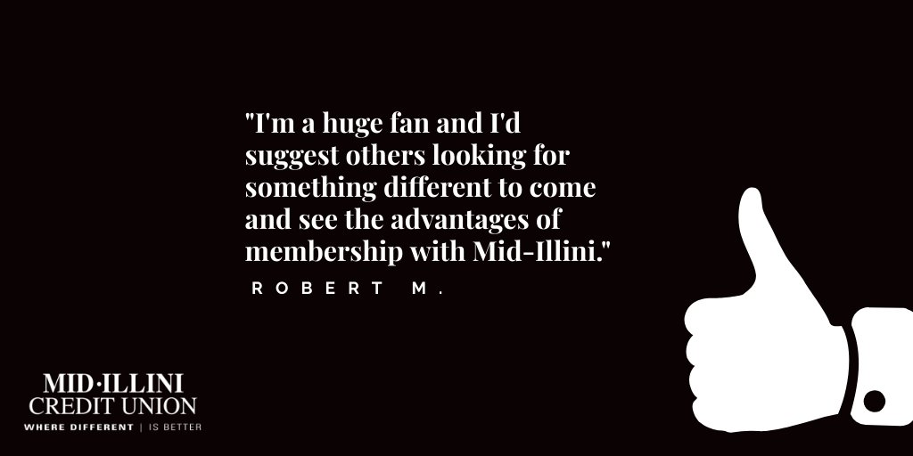MidIlliniCU's tweet photo. We always strive to provide the highest quality service to our members! 🙂 #WhereDifferentIsBetter https://t.co/me5rAoL18O