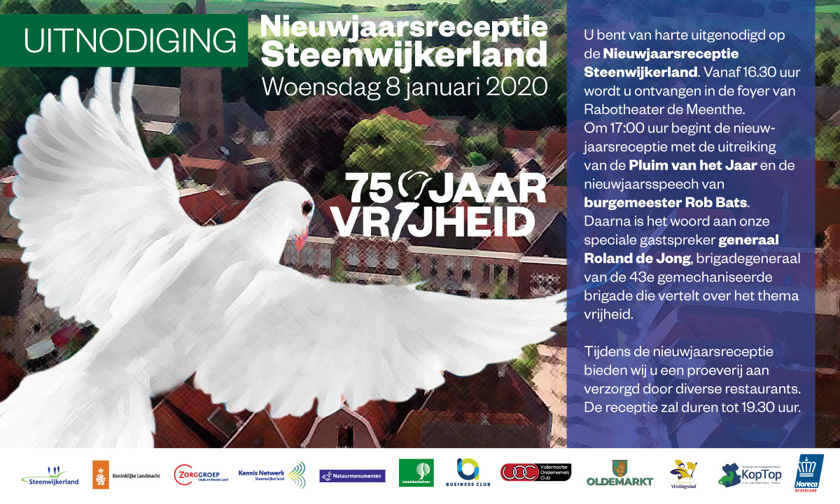 Steenwijkerland's tweet image. UITNODIGING NIEUWJAARSRECEPTIE STEENWIJKERLAND 8 JANUARI 2020