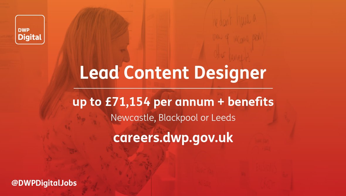 💻 NEW JOB: Lead Content Designer
🏢 WHERE: Newcastle, Blackpool or Leeds
📆 CLOSING DATE: 3 January 2020

bit.ly/2YrvH9q

#TechJobs #PeoplePurposePotential