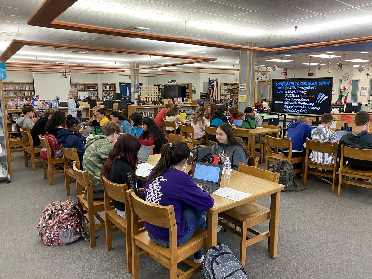 LHSLibraryMedia's tweet image. Love to see students excitement when they have to turn their Chromebook to show everyone their #CSFirst accomplishments. #HourofCode2019 #fcpshourofcode2019 #ALALibrary