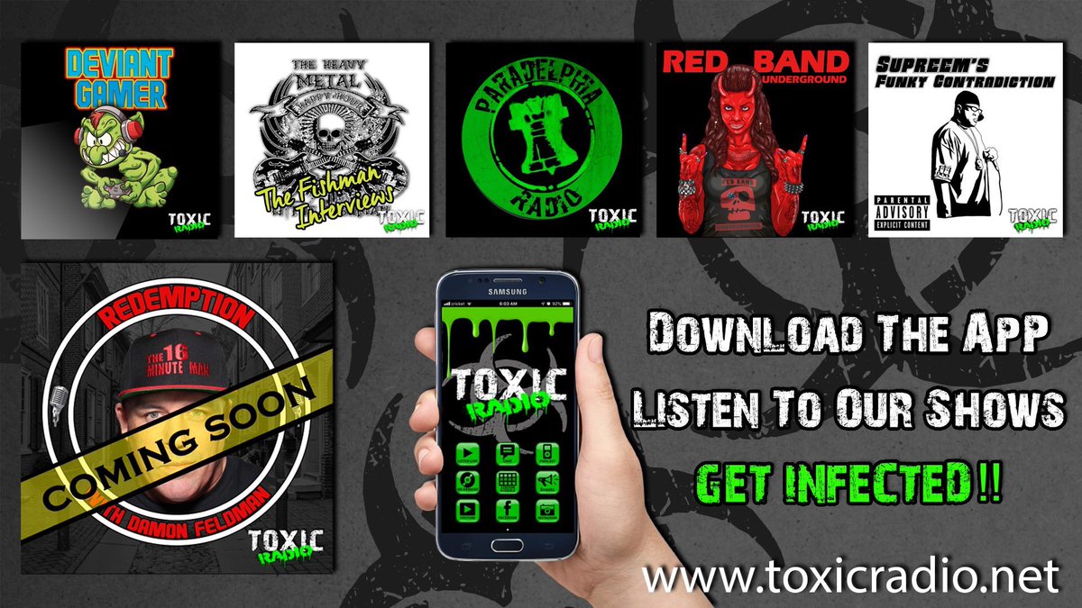 toxicradiolive's tweet photo. Download the Toxic Radio App and get infected TODAY!
And if you already have it, what shows do you listen to the most?
Available for #Apple and #Android.               @deviantgamerPod @thatfishman1 @Paradelphia @band_films @SupreemDR @H16man #podcasts #Toxic #Free #Radio https://t.co/MQ3CitWmoi