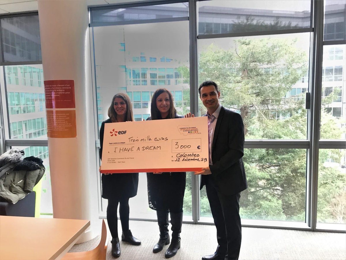 Fier que l #engagement des salaries de <a href="/EDFofficiel/">EDF</a> #CommerceIDF auprès des Clients soit mis au profit des enfants atteints du GITC et leurs familles
Souhaitons que ces 3000€ reversés à l association I Have Dream réalisent de nombreux #reves 
#solidarite #engagement