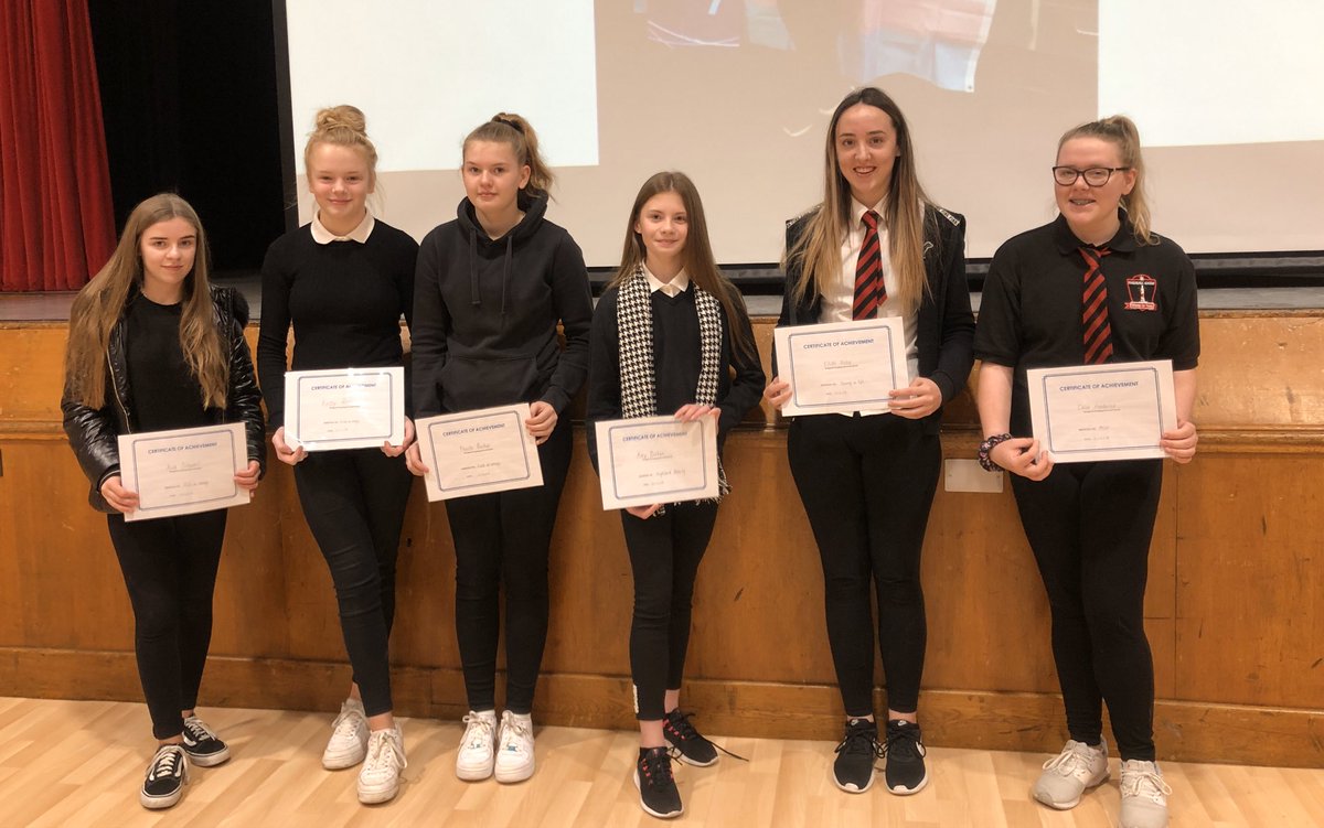 Some of Dundarg’s high achievers Ava, Kirsty, Phoebe (S3), Amy (S2), Eilidh (S4), Chloe (S5) accepting their awards this morning in the house assembly. Well done again girls, keep it up!💙