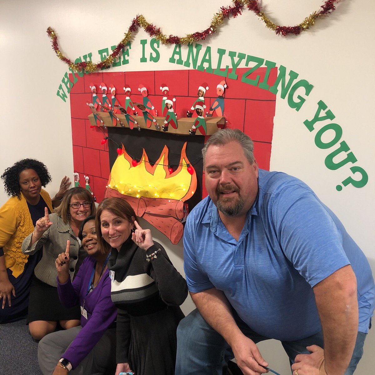 LisaPerkinsVT's tweet photo. Teams that play together stay together!  Taking a few minutes to laugh and enjoy our holiday scavenger hunt.  Great teamwork and showcasing the Psychologist’s holiday display! ⁦@ExceptionalCPS⁩ #EducateWithCompassion https://t.co/JFQvW6e2ZP