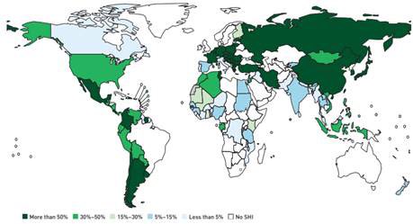 asoucat's tweet photo. Social health insurance exists in 126 countries with huge variation from less than 5% to more than half of national health spending channeled through social health insurance. #UHC #UHCDay2019 https://t.co/0u9I7bz1xO