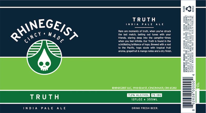 crazyhorsebedf1's tweet photo. Rhinegeist Truth IPA – a rare moment of truth found in the scintillating brilliance of hops sizzling with tropical fruit aroma and notes of grapefruit and mango. Try a 12 oz. Draft today for only $3.00. https://t.co/bL7SoKYrcc