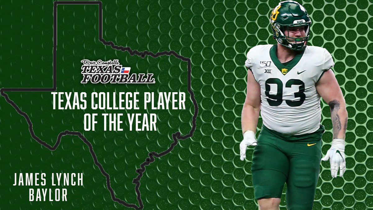 Dave Campbell's Texas Football — TexasFootball.com (@dctf) on Twitter photo The Dave Campbell's Texas Football Texas College Player of the Year is <a href="/BUFootball/">Baylor Football</a>'s <a href="/JamesHusker38/">James Lynch</a>!
texasfootball.com/article/2019/1… #SicEm ✍️ <a href="/ShehanJeyarajah/">Shehan Jeyarajah</a> The Dave Campbell's Texas Football Texas College Player of the Year is <a href="/BUFootball/">Baylor Football</a>'s <a href="/JamesHusker38/">James Lynch</a>!
texasfootball.com/article/2019/1… #SicEm ✍️ <a href="/ShehanJeyarajah/">Shehan Jeyarajah</a>