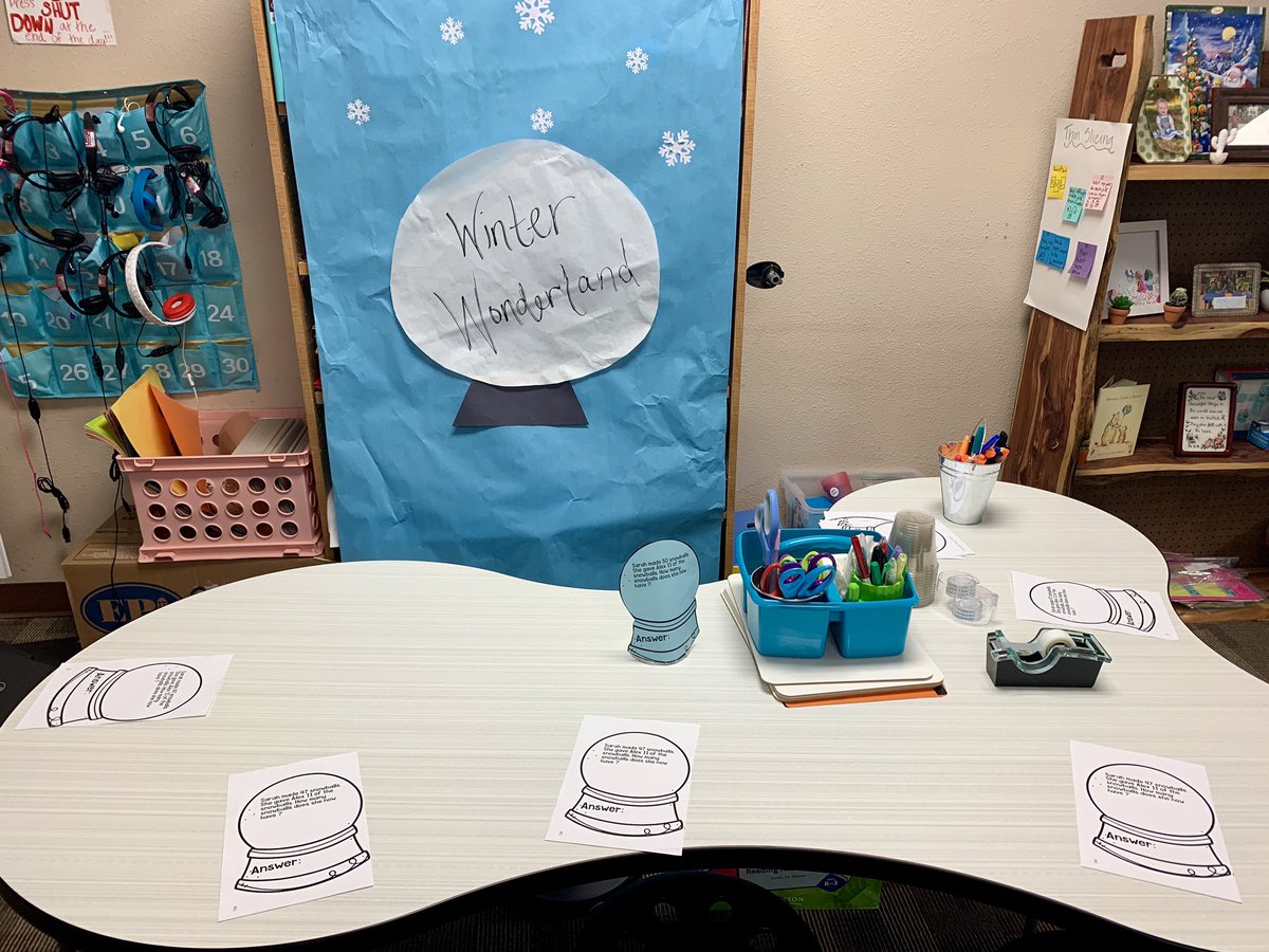 kate_crowell3's tweet photo. We’re solvin’ problems in a Winter Wonderland! ❄️☃️❄️ #TransformationThursday @NorthwestMATH @jlucero143 @HatfieldElem https://t.co/fwsbDs0DSq