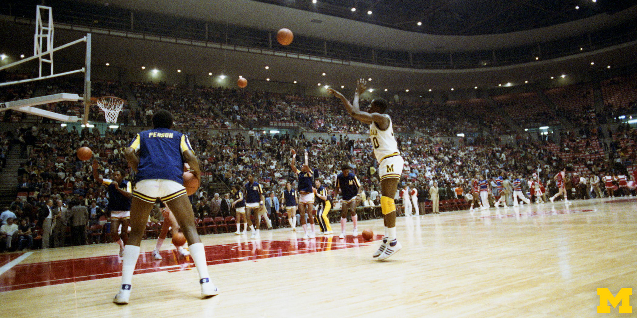 University of Michigan on X: 40 years ago today, @umichbball played  Detroit Mercy as part of the first game ever played #Detroit's Joe Louis  Arena. #ThrowbackThursday  / X