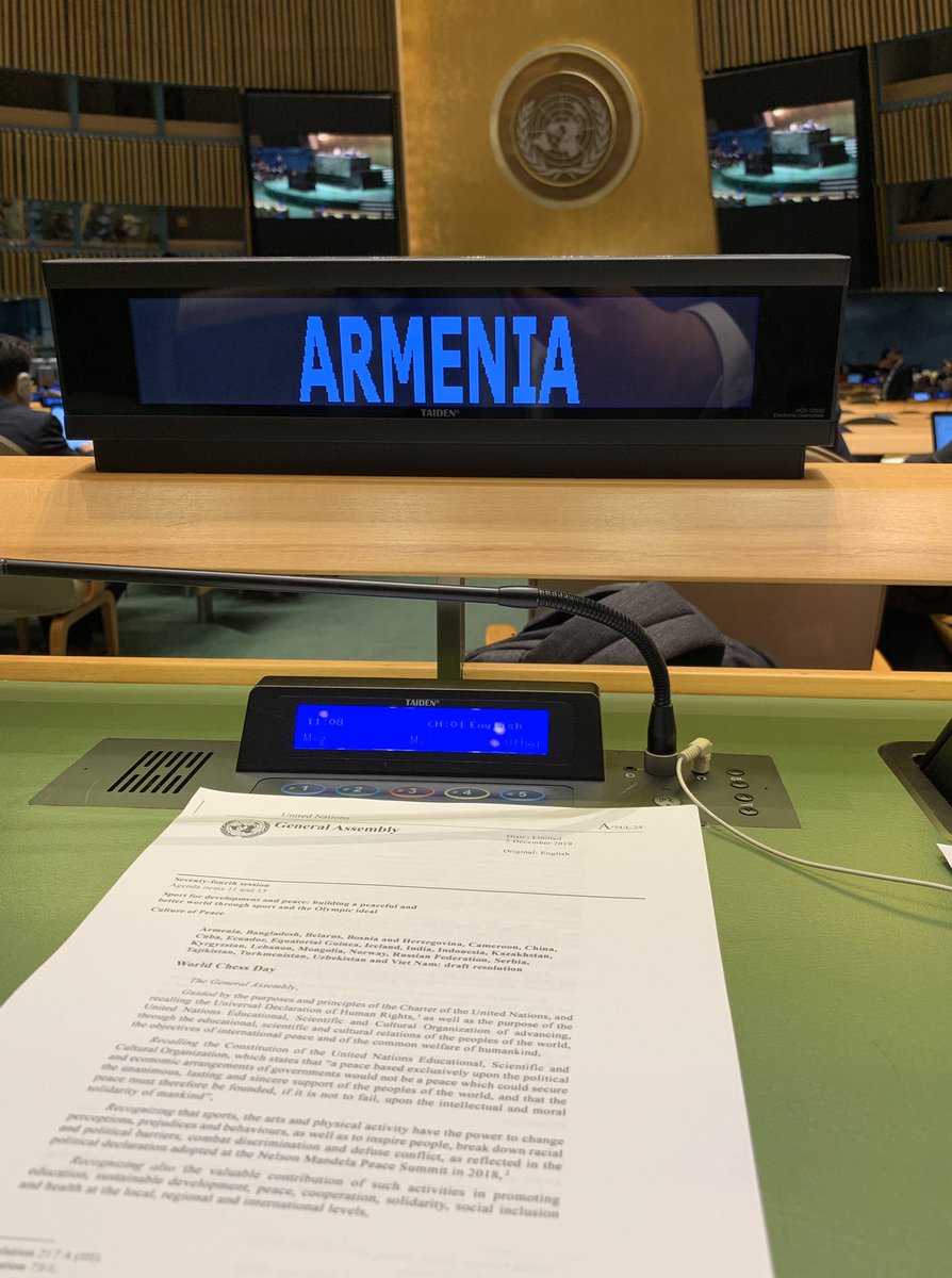 The resolution #WorldChessDay ♟presented by #Armenia🇦🇲 was adopted by consensus at #UNGA74 today. Thank you 🇦🇷🇧🇩🇧🇾🇧🇦🇨🇲🇨🇦🇨🇱🇨🇳🇨🇺🇨🇾🇩🇯🇪🇨🇪🇬🇬🇶🇬🇪🇬🇹🇬🇳🇮🇸🇮🇳🇮🇩🇮🇪🇮🇱🇰🇿🇰🇬🇱🇧🇲🇾🇲🇨🇲🇳🇲🇦🇳🇮🇳🇴🇵🇼🇵🇦🇵🇾🇵🇬🇵🇪🇶🇦🇰🇷🇲🇩🇷🇺🇸🇲🇸🇹🇸🇳🇷🇸🇸🇬🇱🇰🇸🇾🇹🇯🇹🇲🇺🇿🇻🇪🇻🇳 for co-sponsoring the text! #Chess4Peace #ArmChess #Chess4SDGs