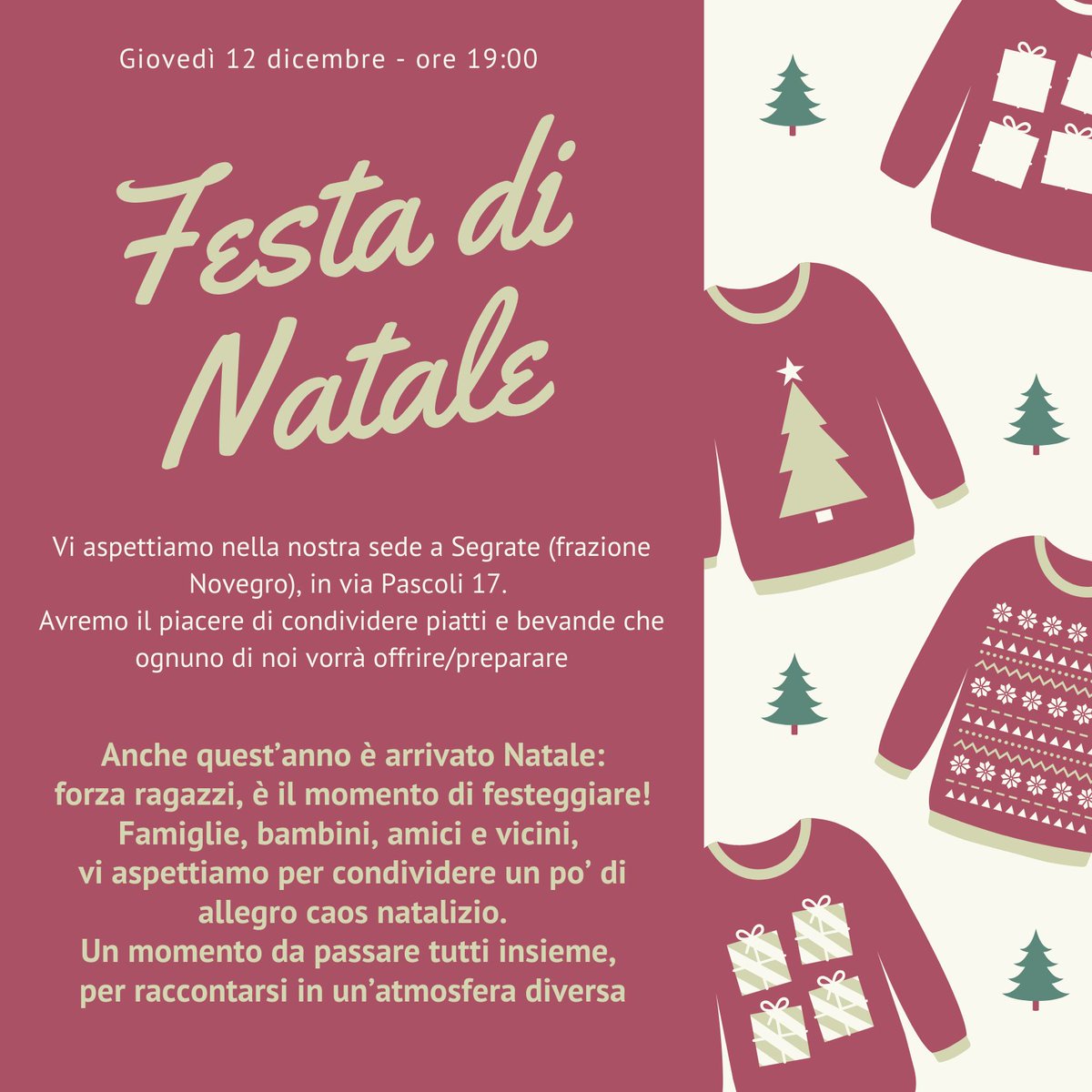 CBMMilano's tweet photo. Questa sera presso la nostra sede un “momento di allegro caos natalizio” dedicato alle famiglie e alle operatrici del nostro #servizioaffidi. #festa #natale #segrate https://t.co/6dFHvAHC1I