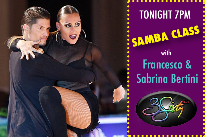 3SixtyDZP's tweet photo. Don't miss an awesome Samba Class tonight with Francesco and Sabrina Bertini! Tonight at 3Sixty 7PM $20 per person. Call 405.203.1669 for more info. https://t.co/0T81Ekl4LZ