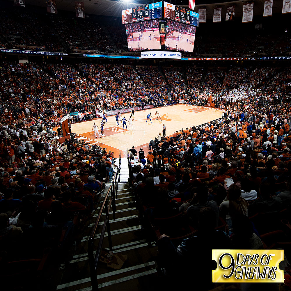 ErwinCenter's tweet photo. .@TexasMBB is lighting it up this weekend on 12/14! Check out our Facebook page for your chance to win tickets to the game. #ErwinCenter #9DaysofGiveaways https://t.co/HkTwu1yzXS