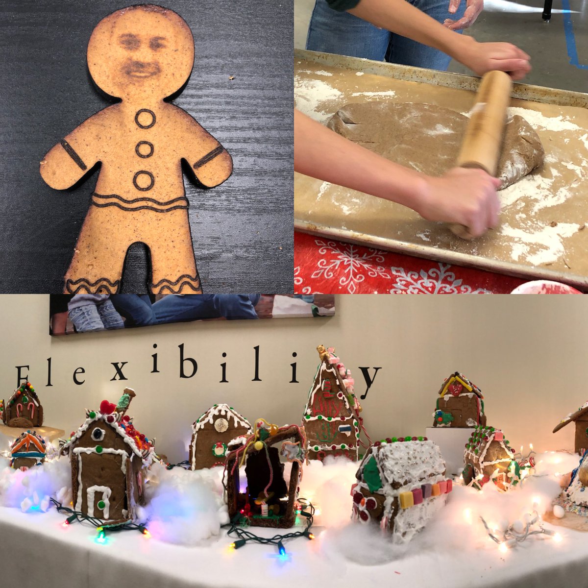 #gingerbread engineering has quickly become one of my fav projects of the year. Such a fun 7th grade #math lesson. Yes, that is a #lasercut ⁦<a href="/Mr_Helfant/">Michael Helfant</a>⁩ gingerbread cookie. #MakerEd #Makerspace #GingerbreadHouseDay