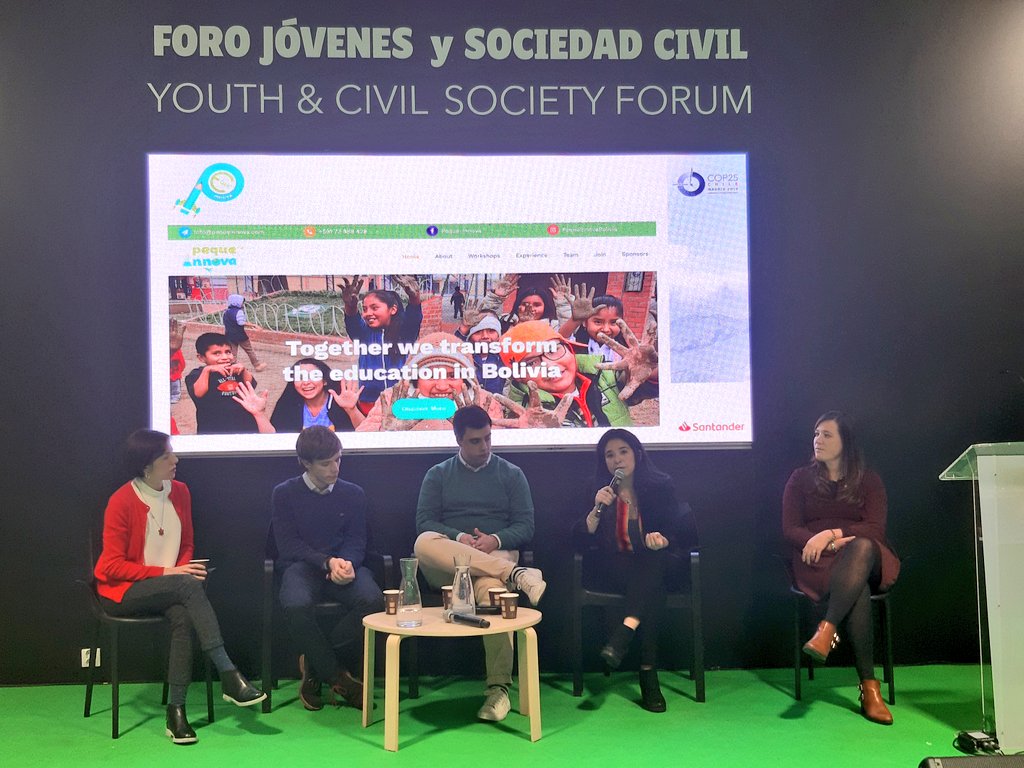 SantanderOA's tweet photo. Marisol Annelisse, participante del Programa Santander Jóvenes Líderes Iberoamericanos, es la primera ponente de este Foro y nos cuenta cómo puede ayudar a construir un mundo más sostenible a través de su proyecto 'Peque Innova' #COP25 #SantanderYoungLeaders https://t.co/wC75KnK6f4