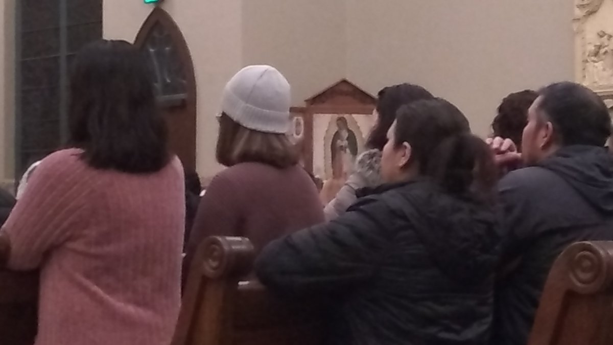 Parishioners gather for Our Lady of Guadalupe Mass set to begin at 6 pm at Cathedral in Sioux City. #nwiowaCatholic