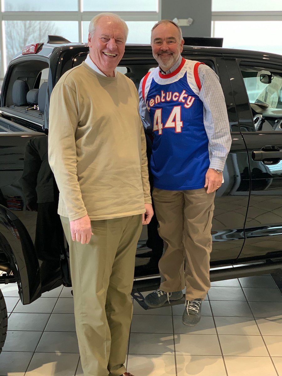 DanIssel44's tweet photo. What a great day today in ETown/Hardin Co. Thanks to Carl Swope and the Swope Family of Dealerships for the great hospitality. I really enjoyed myself and BTW, you’re a little taller than Louie Dampier😂. Great to have you on the #NBA2LOU team! This will be fun! #LetsGoPro https://t.co/Ob08IQhScj