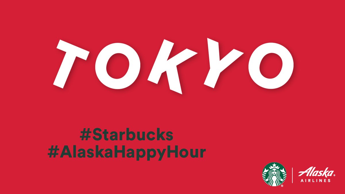 AlaskaAir's tweet photo. Next up, Tokyo! ✈️☕️🇯🇵 Share your favorite Starbucks holiday beverage and tag #Starbucks &amp; #AlaskaHappyHour for a chance to win a trip to the roastery in Meguro, Tokyo! https://t.co/1jhRli5gbA
