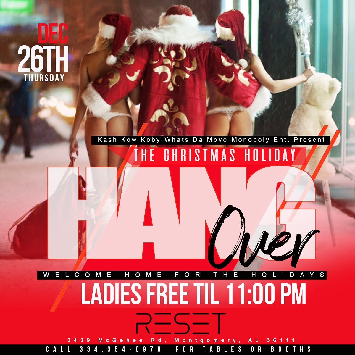 MoneyyManJuan's tweet photo. @kashkow334 @therealfieldz @resetmontgomery
The Christmas Holiday Hangover
Thursday December 26th, 2019
Welcome Home for the Holidays
Ladies Free til 11:00 pm
Come Celebrate with your people
at Reset
#MYASU23 #MYASU22
#AAMU 🐶#MyASU 🐝#TU 🐯
#TroyU 💂🏿#UA 🐘 
#AUM23 #AU22 #ASU21 https://t.co/mv1aBlcRD7