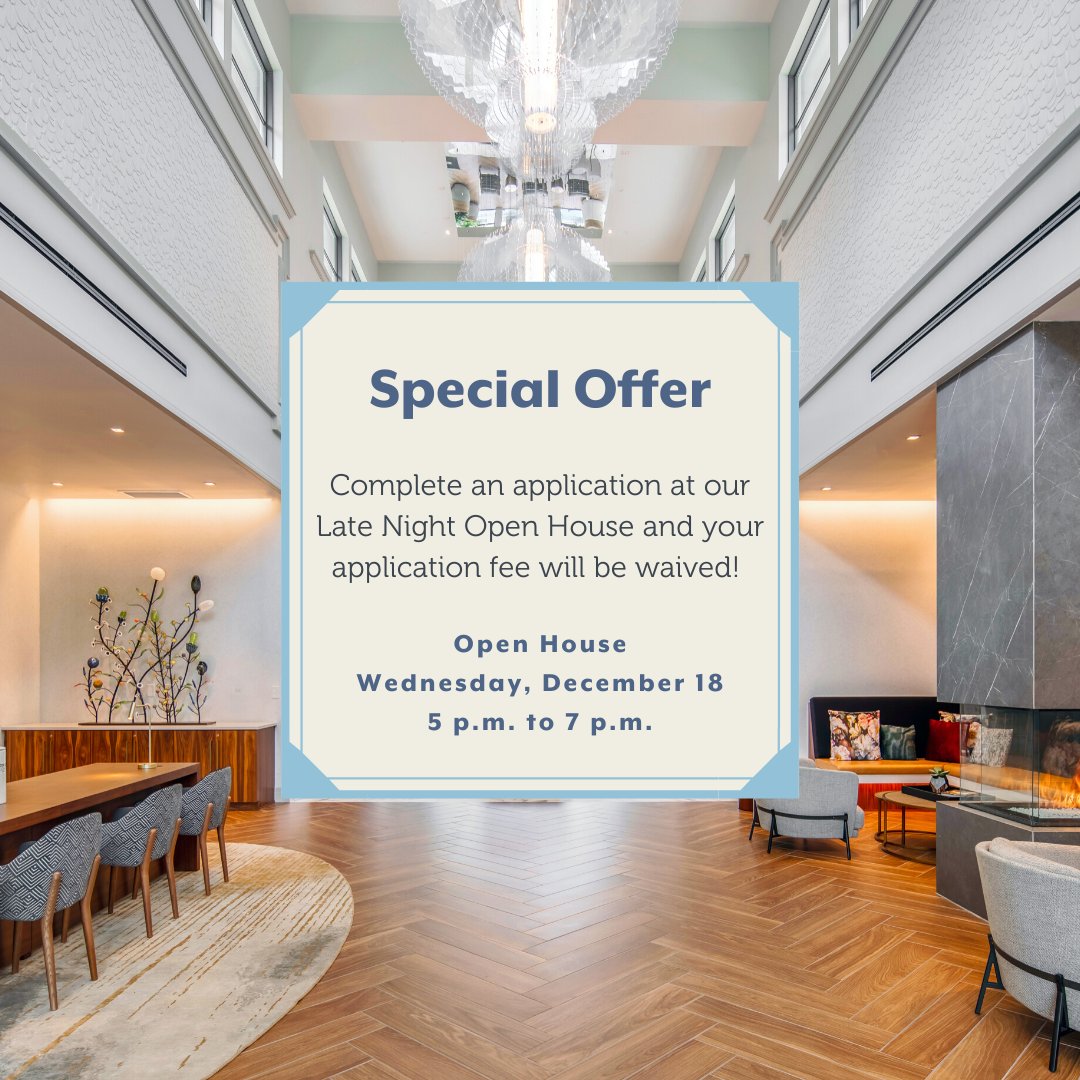 LiveMonarchApts's tweet photo. Make your home at Monarch in 2020! Mark your calendar for our Late Night Open House on December 18. Stop by before 7pm and we'll waive your application fee. #NewYear #NewHome #LateNight #OpenHouse #LiveMonarch #MonarchApts https://t.co/IdajLeECHA