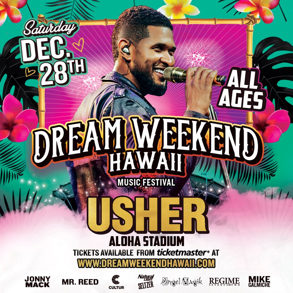 power1043's tweet photo. 8 time Grammy award winning icon USHER will be performing at Dream Weekend Hawaii! December 28th @ Aloha Stadium. We got your tickets 440 pm & between 5-530pm! π€πΌππΌ #power1043 https://t.co/Av0ur4iY8H