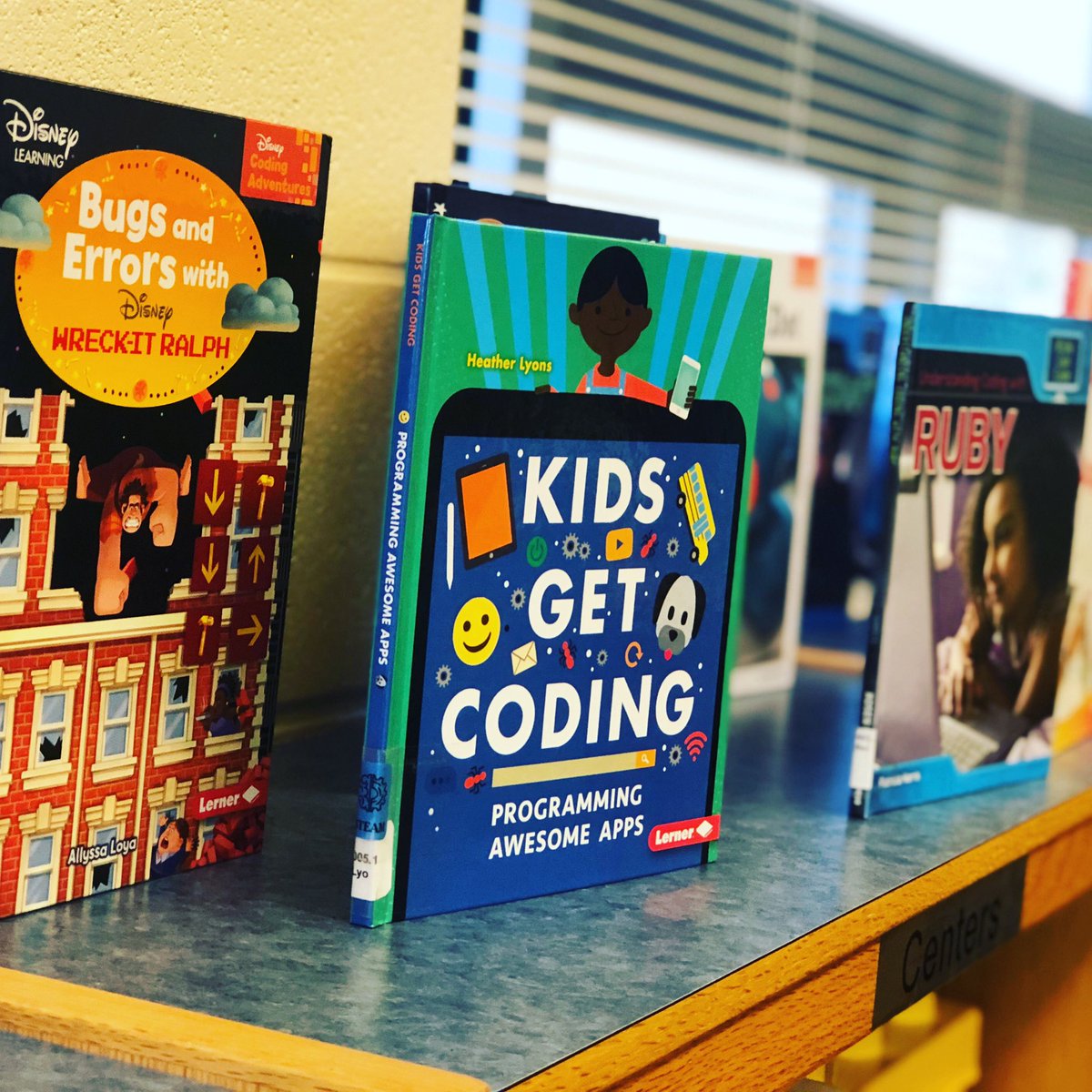 LibraryDunn's tweet image. All coding titles on display and ready for checkout this week for #HourOfCode #JCPScodes #ReadyToCode #JCPSlibraries