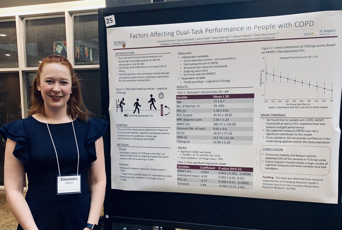 Had a wonderful time at the MIRA and Labarge Research Day learning about all the amazing ongoing research and presenting my work on contributions to dual-task gait and mobility performance in COPD. #MIRALabargeDay2019 #RSGradMcMaster