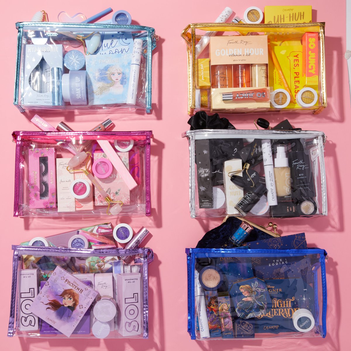 #GIVEAWAY

We are sisters, we stand together! We MAKEUP one big family! Win a makeup bag with goodies from all our sister brands! 

Pick your 👝
❄️Light Blue
💗Pink
💜Purple
💛Yelllow
💨Grey
💙Navy Blue

To Enter: 
✨Like &amp; RT
✨Follow <a href="/ColourPopCo/">ColourPop Cosmetics</a>  @fourthraybeauty @solbodyco