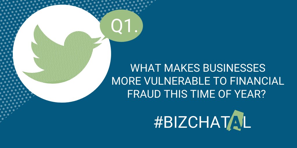 MTLakesChamber's tweet image. Q1. What makes businesses more vulnerable to financial fraud this time of year? @fssbank #BizChatAL