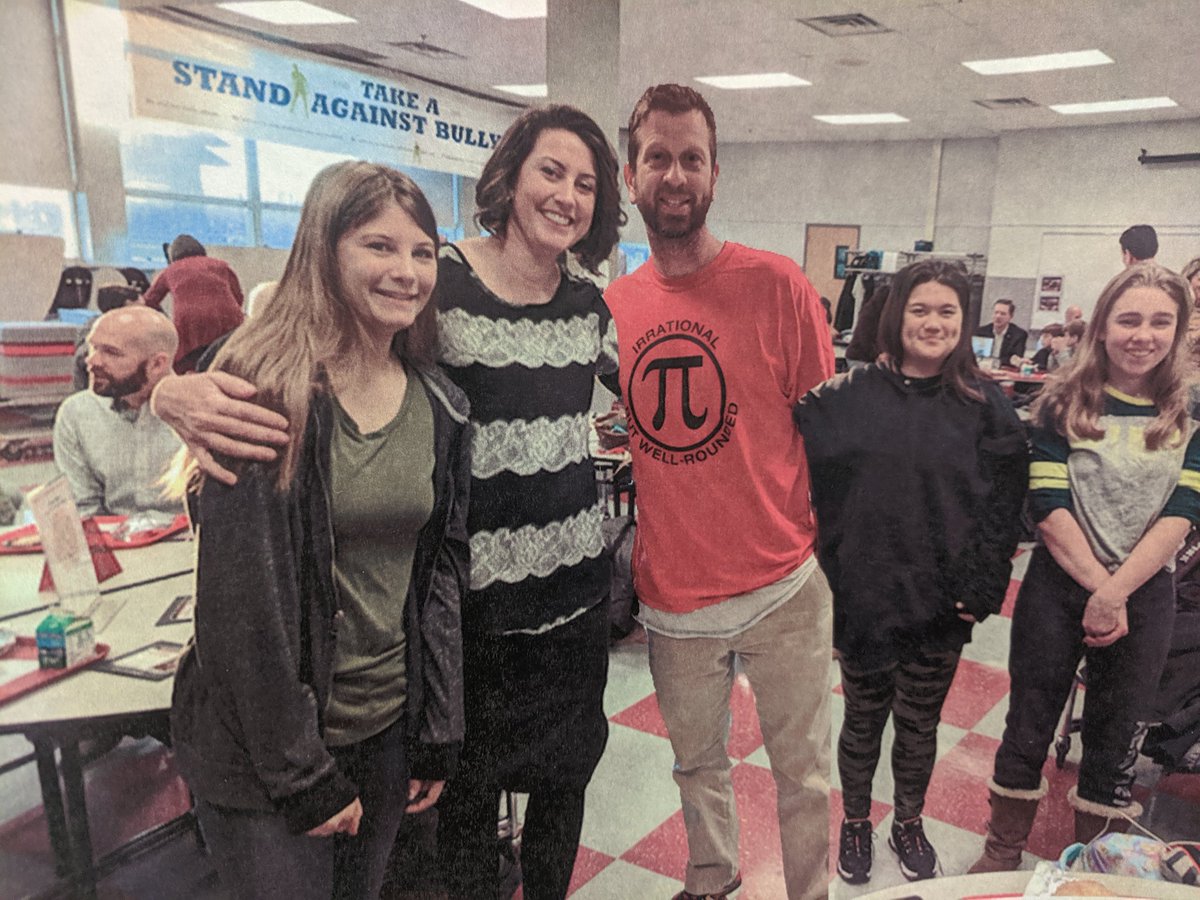 jlmack12's tweet photo. These young women are incredible examples of hard working wonderful students!! So proud of our students of the month! Sad Mr. Fulmer couldn't be there so we photoshopped a photo just for him! #studentofthemonth #hardworkers #omsjags #proudteacher https://t.co/SxKocSYyXE