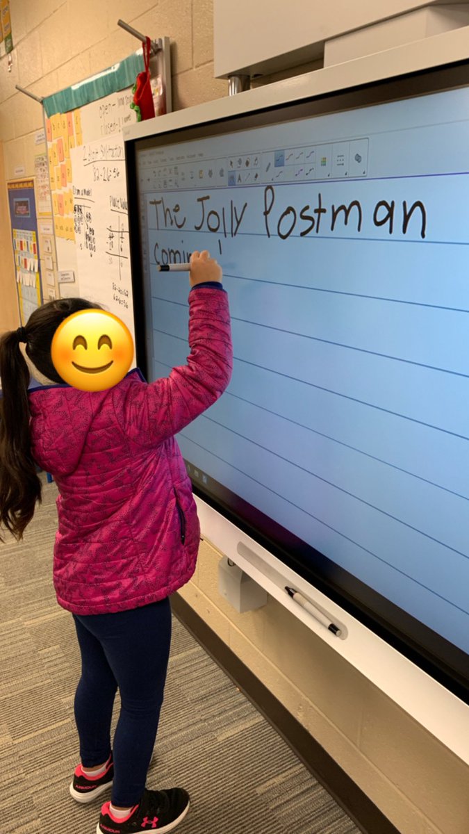 A_swanda's tweet photo. D9 - My students are recreating Jolly Postman books in writing  &amp; they LOVE it! We incorporate interactive writing for this project &amp; it helps them stay engaged.  I always take pics with their faces not looking or use cute stickers to protect privacy
#FMSD12Days @RVESrockets https://t.co/g8QTPXL905