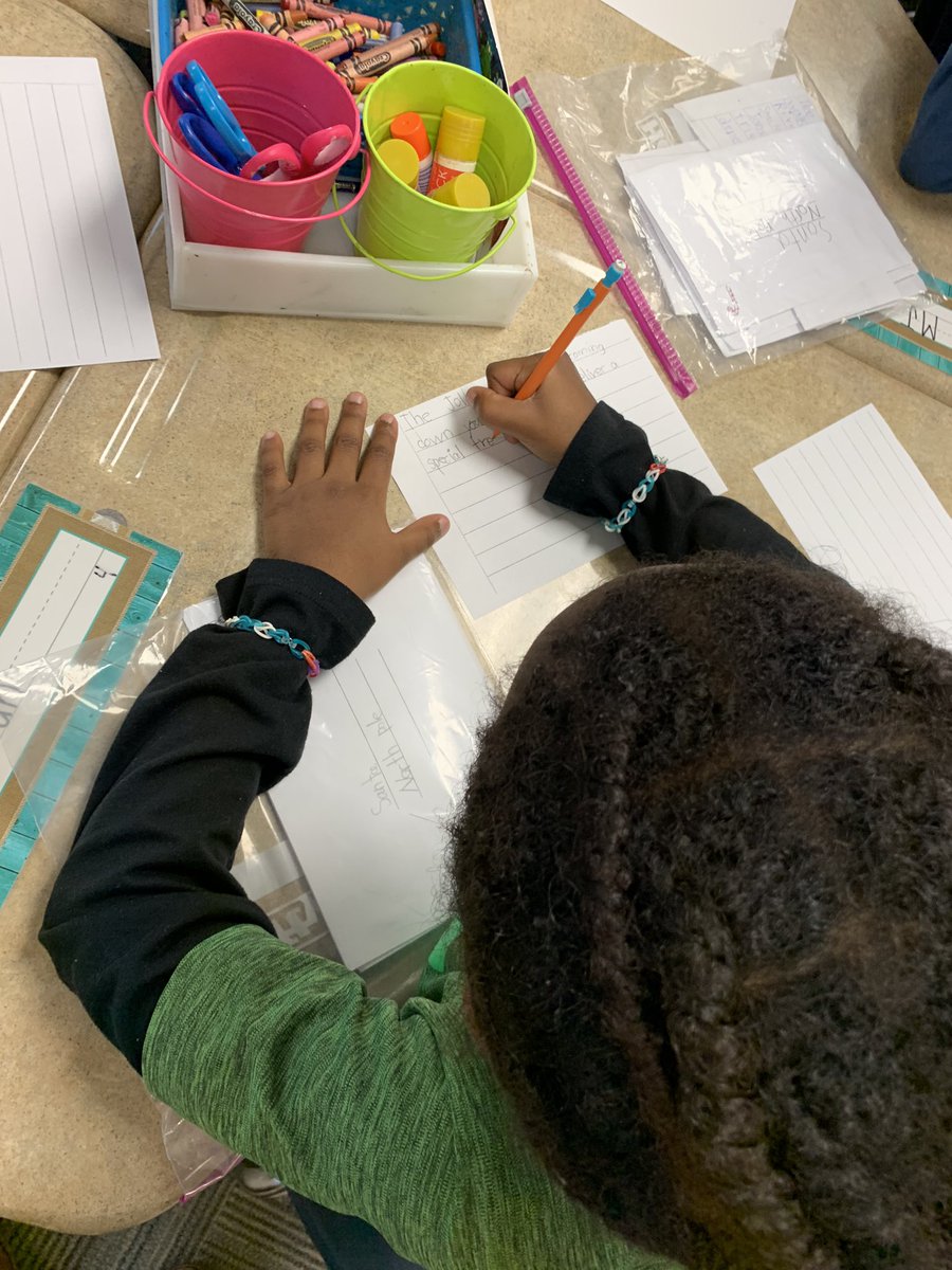 A_swanda's tweet photo. D9 - My students are recreating Jolly Postman books in writing  &amp; they LOVE it! We incorporate interactive writing for this project &amp; it helps them stay engaged.  I always take pics with their faces not looking or use cute stickers to protect privacy
#FMSD12Days @RVESrockets https://t.co/g8QTPXL905