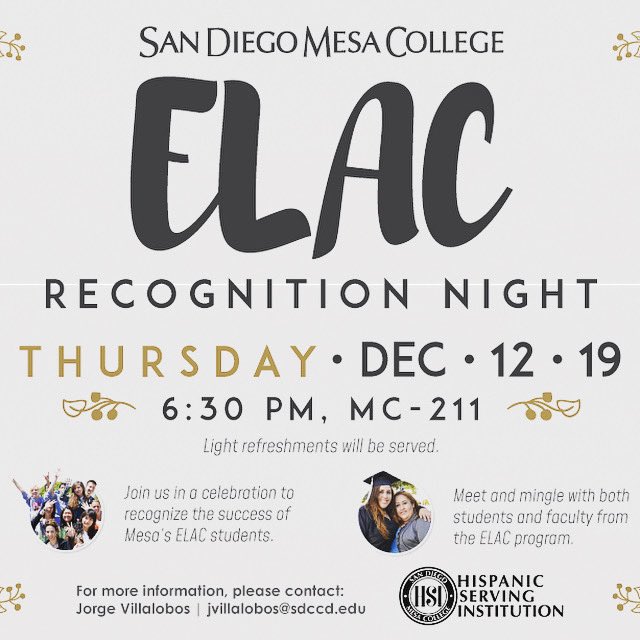 Tonight is the night! We’re celebrating the amazing ELAC Students and their accomplishments. <a href="/sdmesacollege/">SanDiegoMesaCollege</a> #ELCstudentsrock