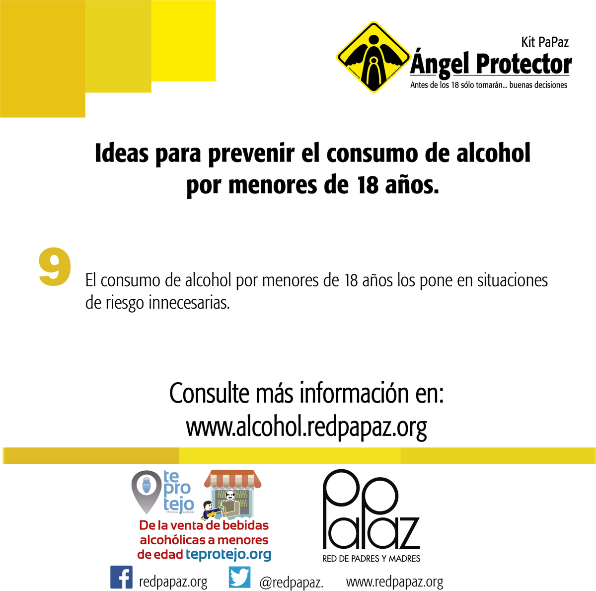 RedPaPaz's tweet photo. ¿Qué puedo hacer si soy un padre o madre anfitrión de una fiesta de adolescentes? En esta época de #celebraciones protejamos a nuestros hijos del consumo de alcohol antes de que cumplan los 18 años #AngelProtector https://t.co/NjRzU8eUQ6 https://t.co/bw6lP1K3YD