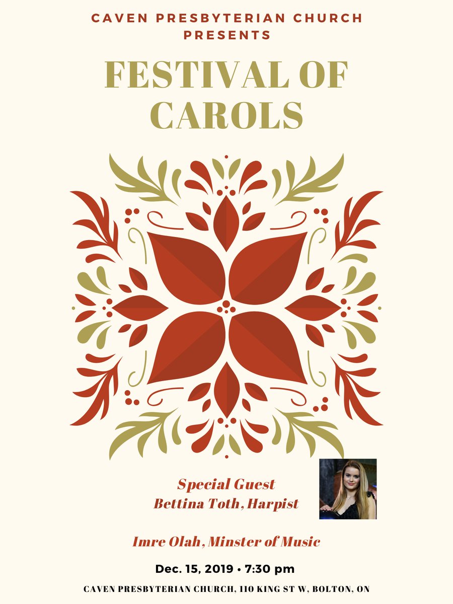 CavenChurch's tweet photo. FESTIVAL OF CAROLS SUNDAY 7:30 PM
CAVEN PRESBYTERIAN CHURCH
110 KING STREET WEST, BOLTON, ONTARIO https://t.co/dADSxKURMm
