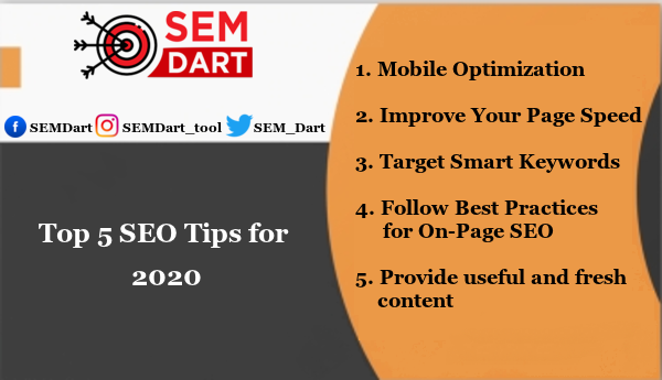SEM_Dart's tweet photo. Is your website is ready for #2020 ? Here is the top 5 SEO tips for your website.
Do not forget to check your website's health with our #free #website #audit tool - https://t.co/GGflJoUJOR
#websitehealthcheckup #wensiteaudittool #seo #seotools #seotips #startups #entrepreneur https://t.co/a0GaPuTOpb
