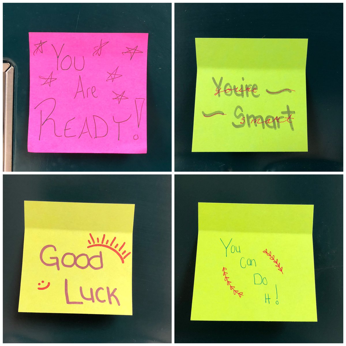 Renaissancedhs's tweet photo. Renaissance class posting encouraging notes for midterms.  You’ve got this Bulldogs! 🐾 💚💛
@delandbulldogs @MelissaLynCarr @J_Renaissance https://t.co/LMSigHI5ah