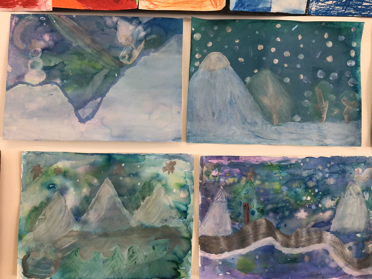 JeanineMalette's tweet photo. Mr. Connelly’s 5th grade class created beautiful winter wonderland landscape paintings. https://t.co/zEXNdo6Y1G