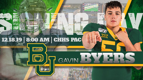 CHHS_FOOTBALL's tweet photo. Make plans now to support @Gavinb_89 on Wednesday, December 18 at 8:00 am in the CHHS PAC for National Letter of Intent Day. Gavin will be signing with @BUFootball!  #chpantherpride #pantheron #F19HT #FOCUS #PR1DE @joewillis7 https://t.co/KwFSyi40xX
