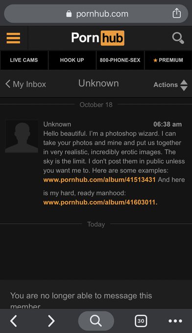 I love going through my old pornhub messages and finding gems like this. Why, why? And what happened<a href="/tag/manyvids"class="tags"><span>#manyvids</span></a>