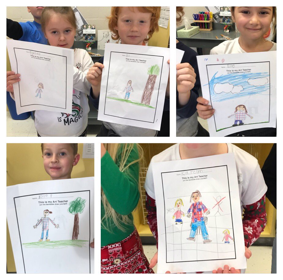 1st grade - “This is my Art teacher.” Using shapes to draw a person. NO stick people! <a href="/HESSwathers/">Hesston Elementary</a>