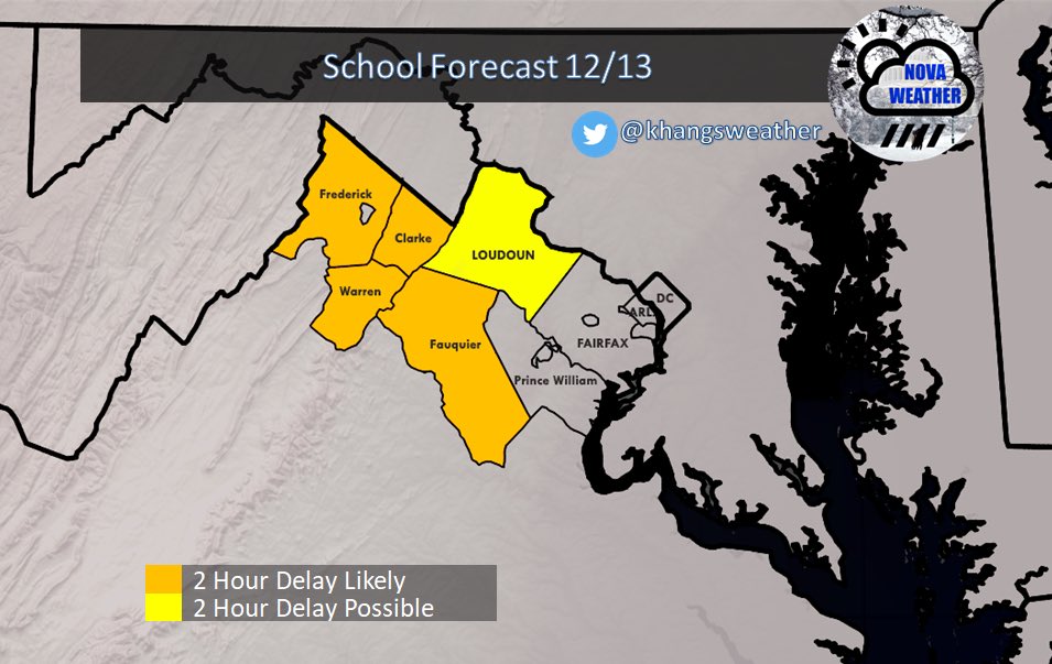 khangsweather's tweet photo. #ICE forecast and #SchoolCast map 12/13—with a disturbance from the south on its way and cold air still in place, theres a chance for some freezing rain during the AM tomorrow(W&SW burbs). I think there will be a few delays out west. Attached is my School Forecast & ice map❄️ https://t.co/FlwgNDf3jZ