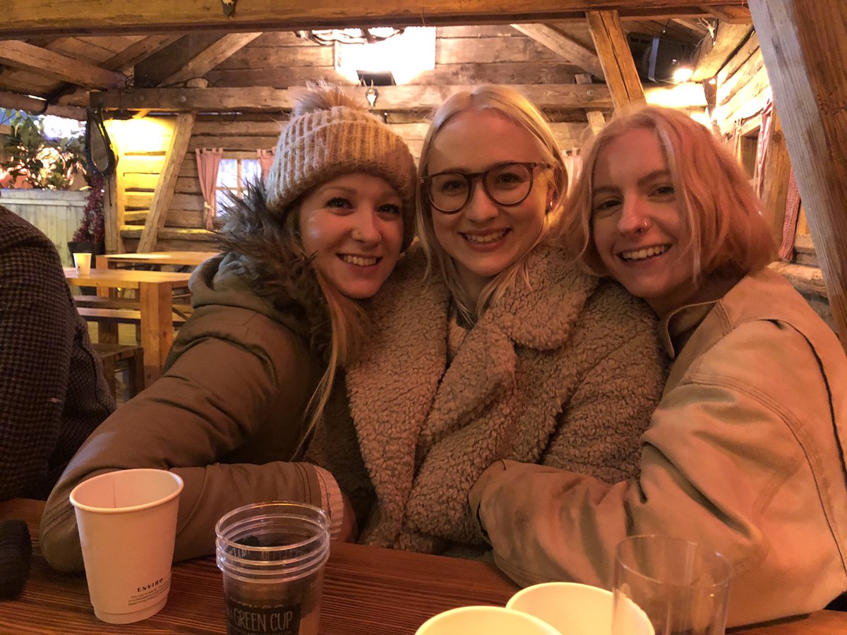 amywootten's tweet photo. @WinterWonderLDN I lost my jacket in Winter Wonderland today 😭 it’s a beige Carhartt jacket as pictured by me looking v happy on the right with my nice jacket help https://t.co/39cRMW348S