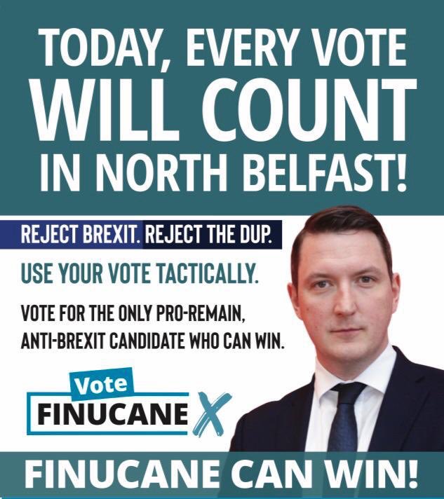 johnfinucane's tweet photo. ⏰ You only have one hour left to make history in north Belfast. 

🗳 Vote for change
🗳 Vote for remain
🗳 Vote Finucane X 

#HopeOverFear
#FinucaneCanWin https://t.co/PNR39Tk4xA