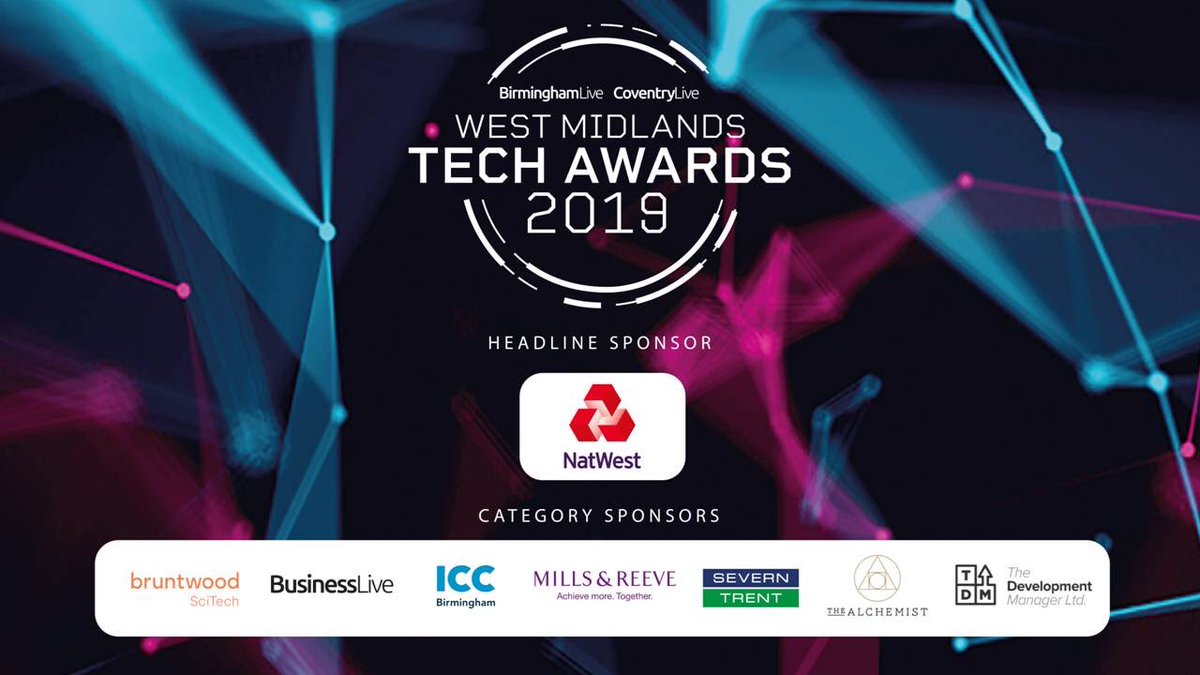 live_coventry's tweet photo. And of course not forgetting our wonderful sponsors and event partners @Bruntwood_UK @ICC_Birmingham @MillsandReeve @NatWestBusiness @stwater @TDMapprentices and @TheAlchemistUK #WMtech19 https://t.co/lmOJ7L6GHv